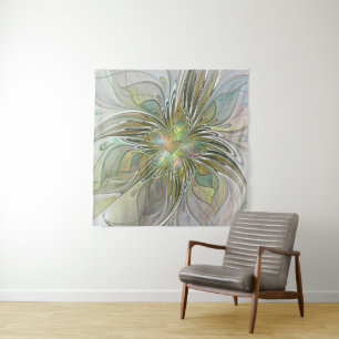 Tenture Murale Imaginaire Floral Fleur Art Fractal Moderne Avec O