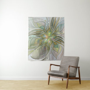 Tenture Murale Imaginaire Floral Fleur Art Fractal Moderne Avec O