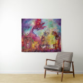 TENTURE MURALE JARDIN DES OMBRES PERDUES / DRAGON ROUGE DE VOL (En situation (horizontale))