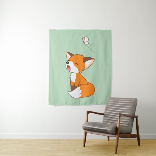 Tenture Murale Joli Petit Fox Sleepy (En situation)