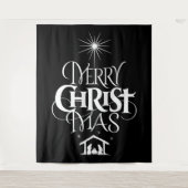 Tenture Murale Joyeux CHRISTmas Décotation religieuse Noir Blanc (Devant)