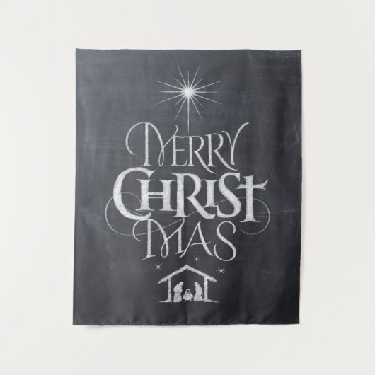 Tenture Murale Joyeux Noël Christian Calligraphy Chalkboard (Devant)