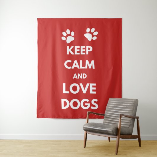 Tenture Murale Keep calm and love dogs (En situation)