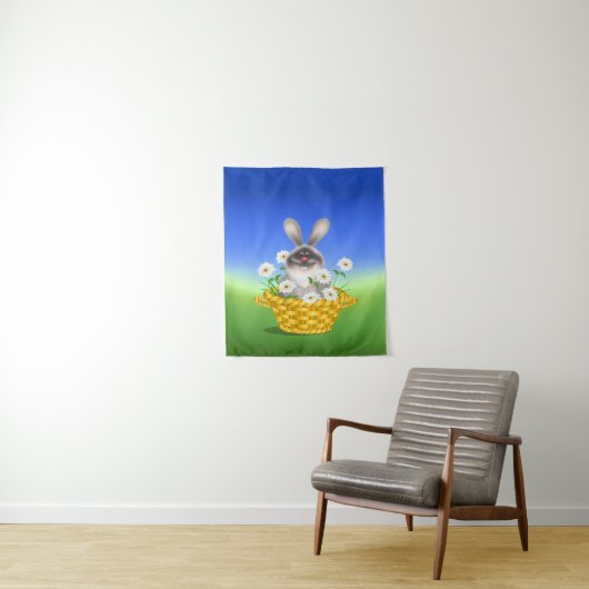 Tenture Murale Lapin dans le panier (En situation)