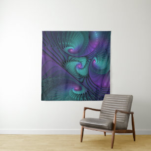 Tenture Murale L'art fractal abstrait moderne violet rencontre tu