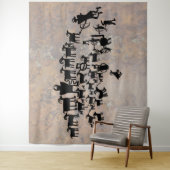 Tenture Murale Le grand panneau pétroglyphe de chasse (En situation)