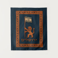 Lion Du Jour De Jérusalem Avec Drapeau