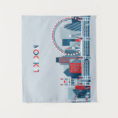 Tenture Murale Londres, Angleterre horizon rouge, blanc et bleu (Devant)