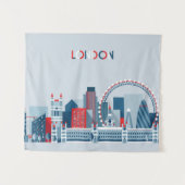 Tenture Murale Londres, Angleterre horizon rouge, blanc et bleu (Devant (Horizontal))