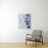 Tenture Murale Londres, Angleterre horizon rouge, blanc et bleu (En situation)