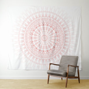Tenture Murale Mandala Blanc Rosé