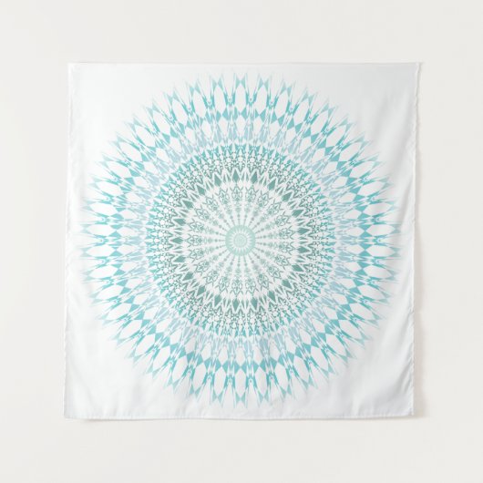 Tenture Murale Mandala blanc turquoise (Devant (Horizontal))