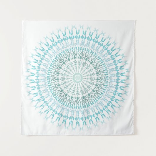 Tenture Murale Mandala blanc turquoise (Devant)