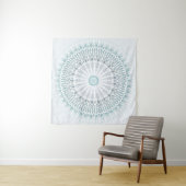 Tenture Murale Mandala géométrique moderne Aqua sarcelle (En situation (horizontale))
