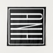 Tenture Murale Monogramme Initiales 3 Moderne Gras | Blanc Sur No (Devant (Horizontal))