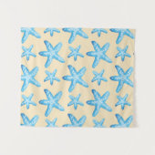 Tenture Murale Motif bleu d'étoiles de mer d'aquarelle (Devant (Horizontal))