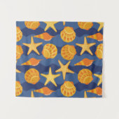 Tenture Murale Motif bleu et orange de coquillage (Devant (Horizontal))