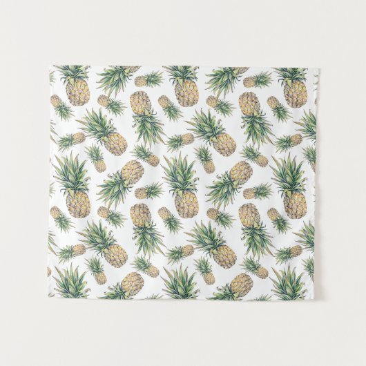 Tenture Murale Motif d'ananas d'aquarelle (Devant (Horizontal))