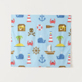 Tenture Murale Motif d'art de mer de pixel (Devant (Horizontal))