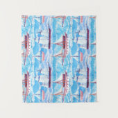 Tenture Murale Motif de bateaux de navigation d'aquarelle (Devant)