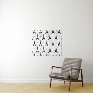 Tenture Murale Motif de pois et de coeurs de Tour Eiffel