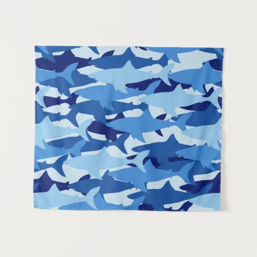 Tenture Murale Motif de requin bleu (Devant (Horizontal))