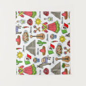 Tenture Murale Motif de symboles du Mexique | (Devant)