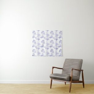 Tenture Murale Motif de vagues et de bateaux d'aquarelle