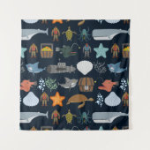 Tenture Murale Motif d'habitants d'océan (Devant (Horizontal))