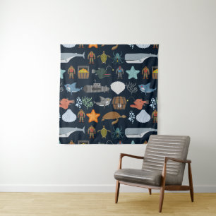 Tenture Murale Motif d'habitants d'océan