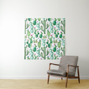 Tenture Murale Motif d'usines de cactus d'aquarelle