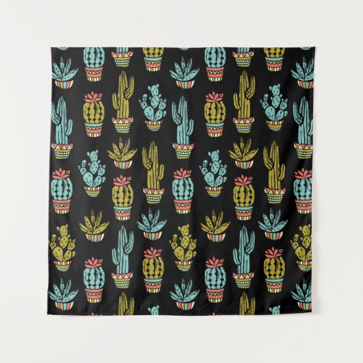 Tenture Murale Motif grunge foncé de cactus (Devant (Horizontal))