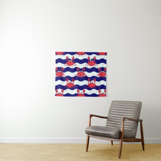 Tenture Murale Motif heureux de crabes (En situation (horizontale))