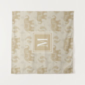 Tenture Murale Motif kaki de caravane d'éléphant du monogramme | (Devant)