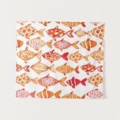 Tenture Murale Motif orange lumineux de poissons d'aquarelle (Devant (Horizontal))