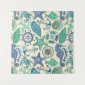 Tenture Murale Motif turquoise d'animaux de mer (Devant (Horizontal))