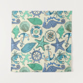 Tenture Murale Motif turquoise d'animaux de mer (Devant)