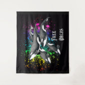 Tenture Murale Noir d'éclaboussure d'aquarelle de baleines (Devant)