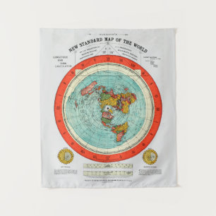 Tenture Murale Nouvelle carte standard du monde de la Terre plate