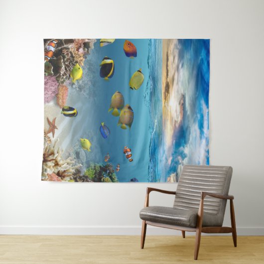 Tenture Murale Océan Corail Reef Poisson tropical (En situation (horizontale))
