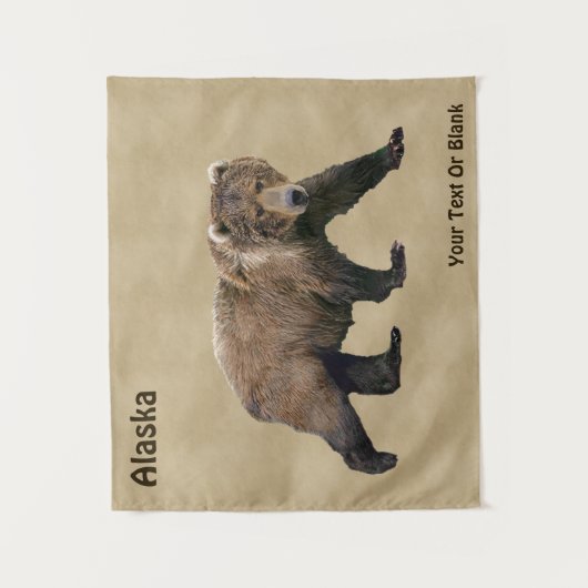 Tenture Murale Ours Kodiak Sur Papier Ancien (Devant)