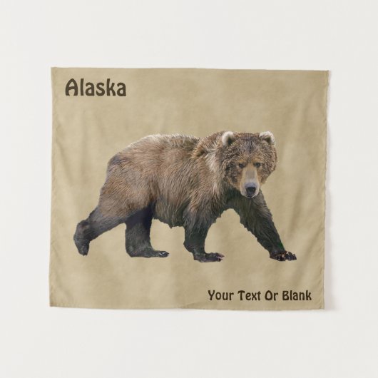 Tenture Murale Ours Kodiak Sur Papier Ancien (Devant (Horizontal))