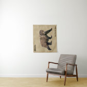 Tenture Murale Ours Kodiak Sur Papier Ancien (En situation)