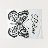 Tenture Murale Papillon noir et blanc moderne (Devant (Horizontal))