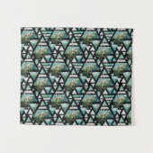 Tenture Murale Paumes géométriques abstraites et motif de vagues (Devant (Horizontal))