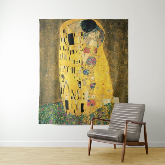 Tenture Murale Peinture Kiss - Gustav Klimt (En situation)