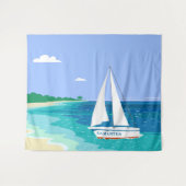 Tenture Murale Plage tropicale côtière de Monogram Sailboat (Devant (Horizontal))
