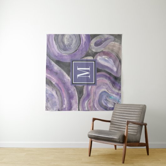 Tenture Murale Pluie de cercle du monogramme | (En situation)