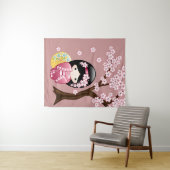 Tenture Murale Poupée Kokeshi Printemps - Cute Japonaise Geisha G (En situation (horizontale))