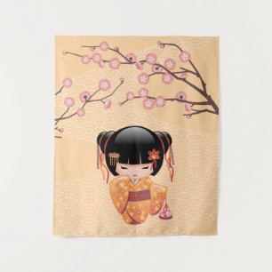 Tenture Murale Poupée Kokeshi Ume - Fille Geisha Japonaise de la